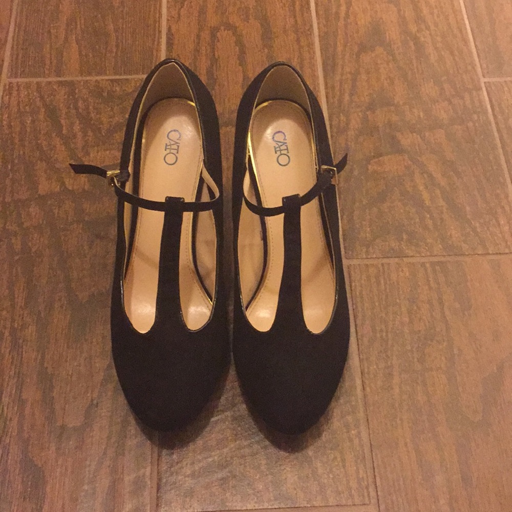 Cato Faux Suede Black Heels